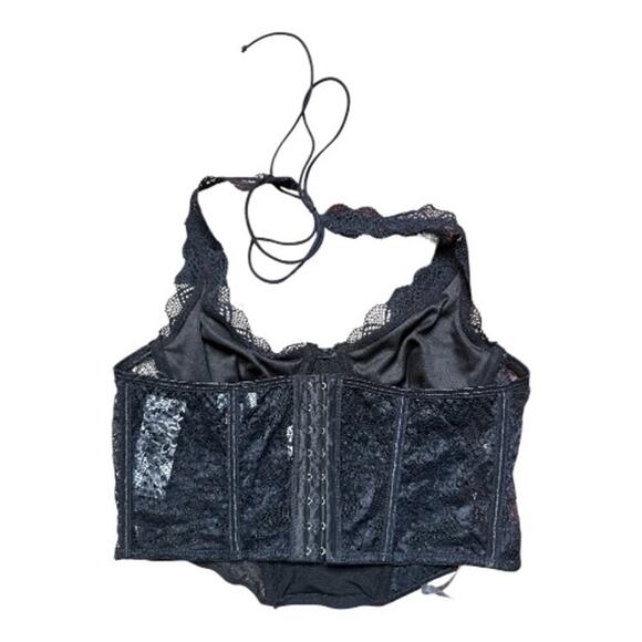 PacSun L.A.HEaRTS Black Elegant Lace Halter Top Corset Size S NWT - Picture 2 of 6